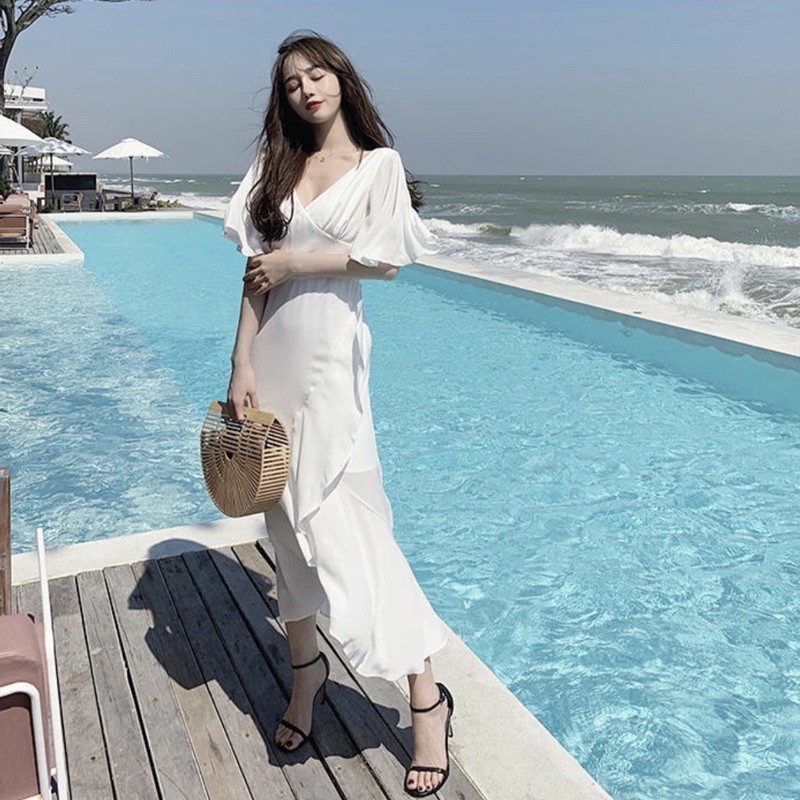 [Mã FATHANG5 giảm 10K đơn 50K] Đầm trắng đuôi cá tùng bèo (kèm hình thật)