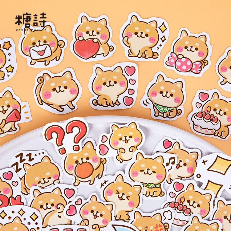 Bộ sticker/ Hình dán Chú Cún Shiba (45 Hình)