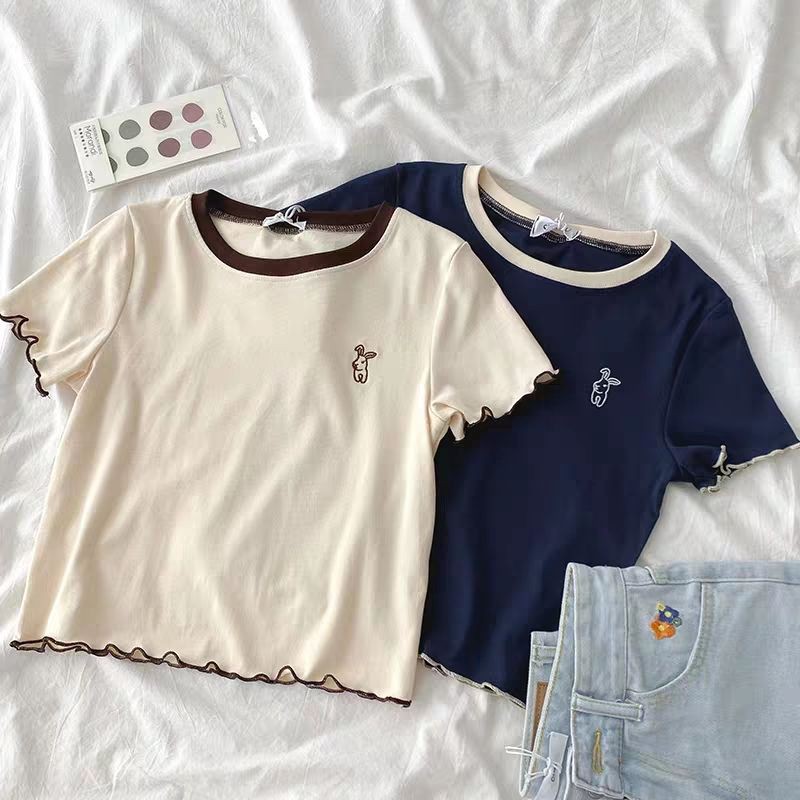 ÁO CROPTOP THÊU THỎ PHỐI CỔ CH - NTTshop