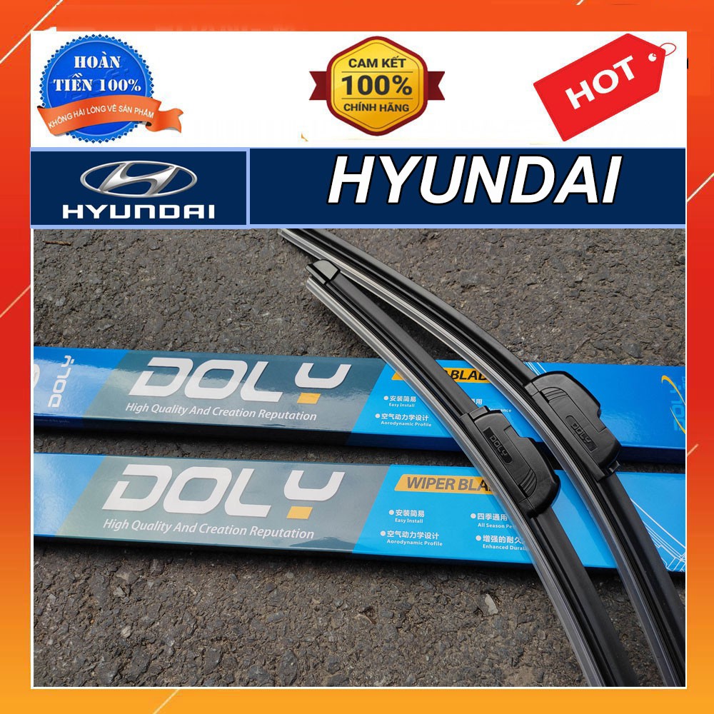 Gạt mưa Silicon Doly Xe Hyundai I10, Avante, Elantra, Santafe, Tucson, Verna ,Sonata, Starex, I20, I30 ...giá 1 đôi