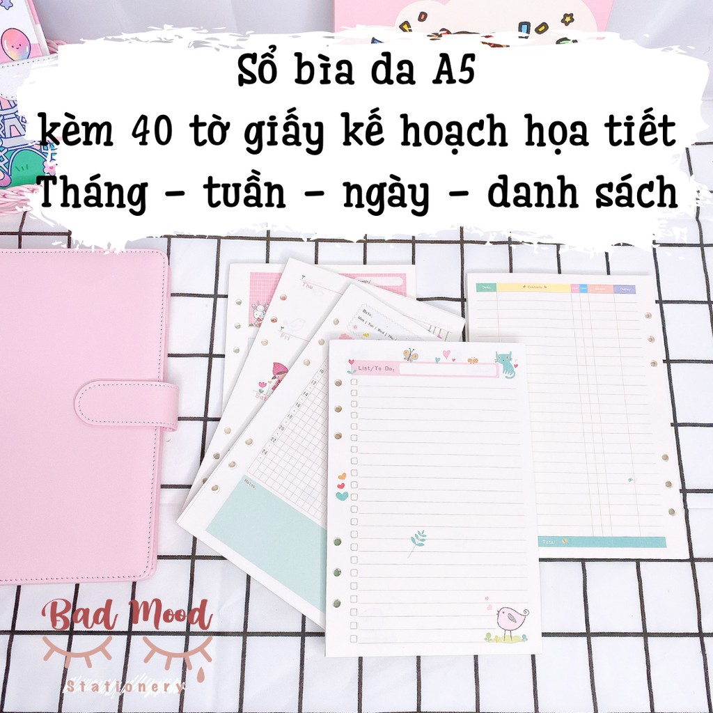 SỔ CÒNG BÌA DA PASTEL PLANNER A5 A6