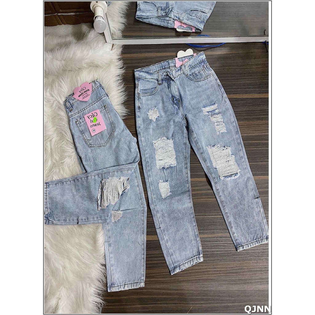 Quần jean nữ BAGGY rách 3028 b2-2