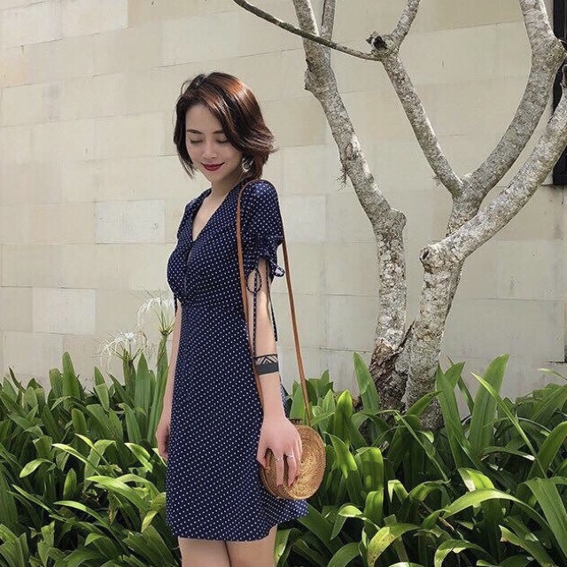 Đầm bi xoè 2 màu (kèm hình thật)