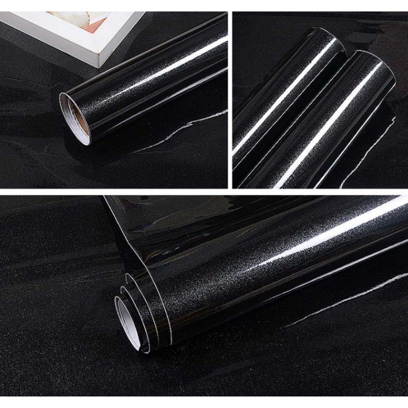 1m decal giấy dán bóng khổ 60cm keo sẵn màu đen