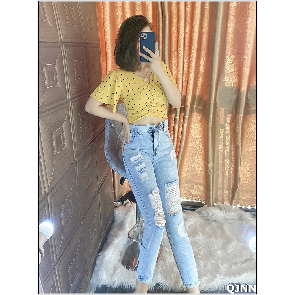Quần jean nữ BAGGY rách 3028 b2-2