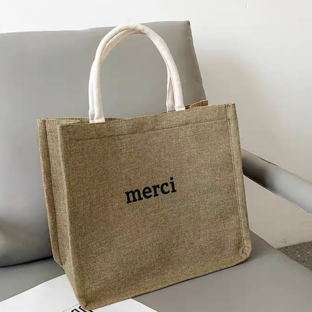 [Size to & Hàng loại 1] Túi cói Merci đi du lịch đi chơi thời trang TX02