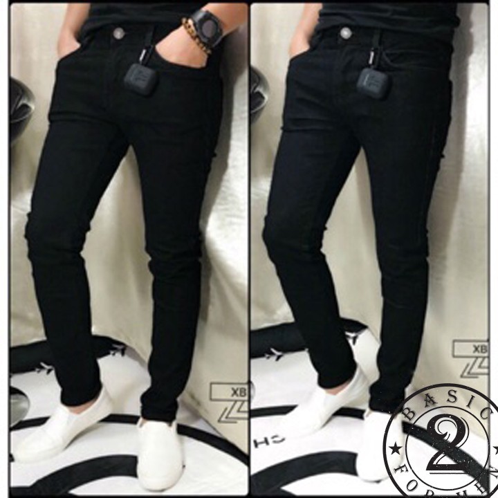 Quần jean nam rách gối đen shop hàn