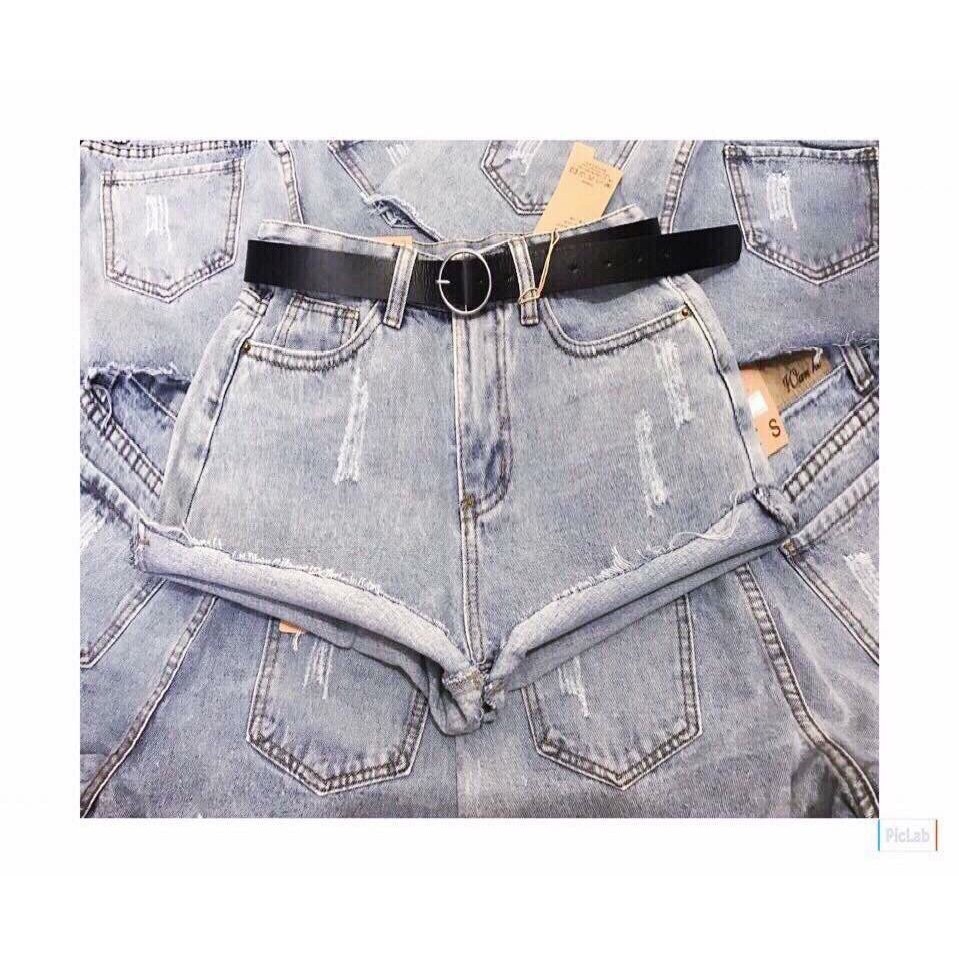 Quần short jean nữ xám nhạt cào xước nhẹ siêu đẹp 35fa