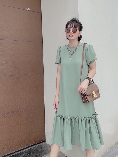 [HCM][Mã FATHANG5 giảm 10K đơn 50K] Đầm mint đuôi cá viền bèo (kèm hình thật)
