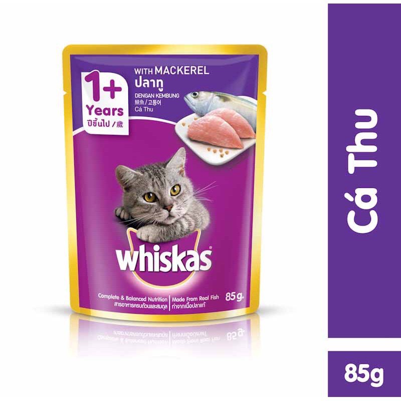 [Hoàn Tiền 10%] Pate whiskas cho mèo mọi lứa tuổi gói 85gr đủ vị