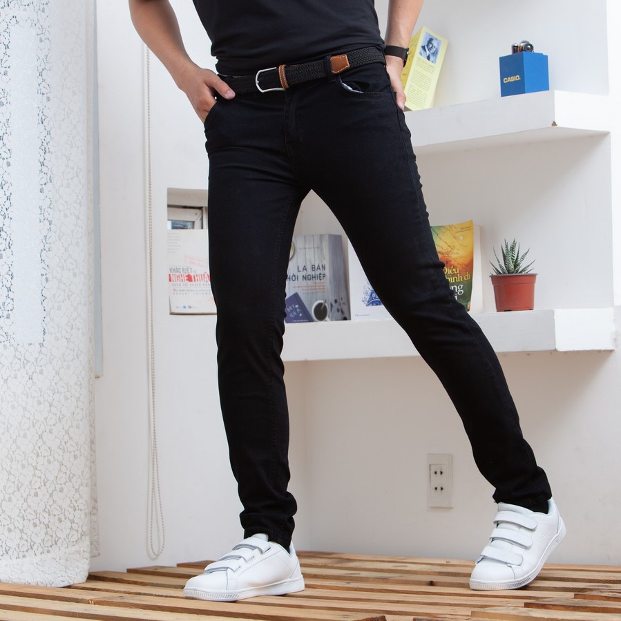 Quần jean nam đen trơn xịn 001 QP