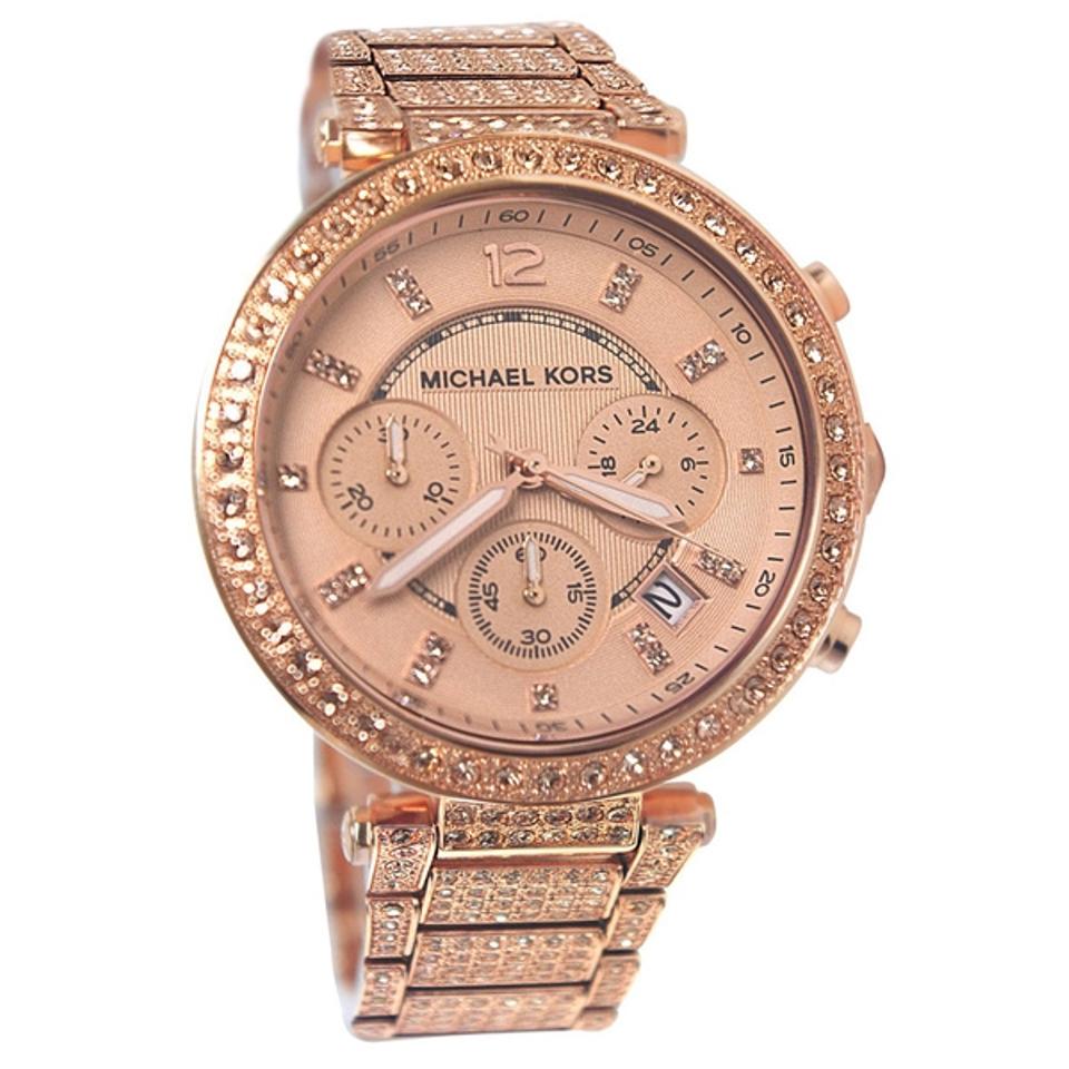 michael kors parker chronograph rose gold