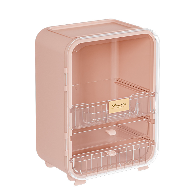Storage box Large capacity cosmetics storage box, makeup storage LED light, mirror, desktop storage, lipstick and skincare products storage cabinet