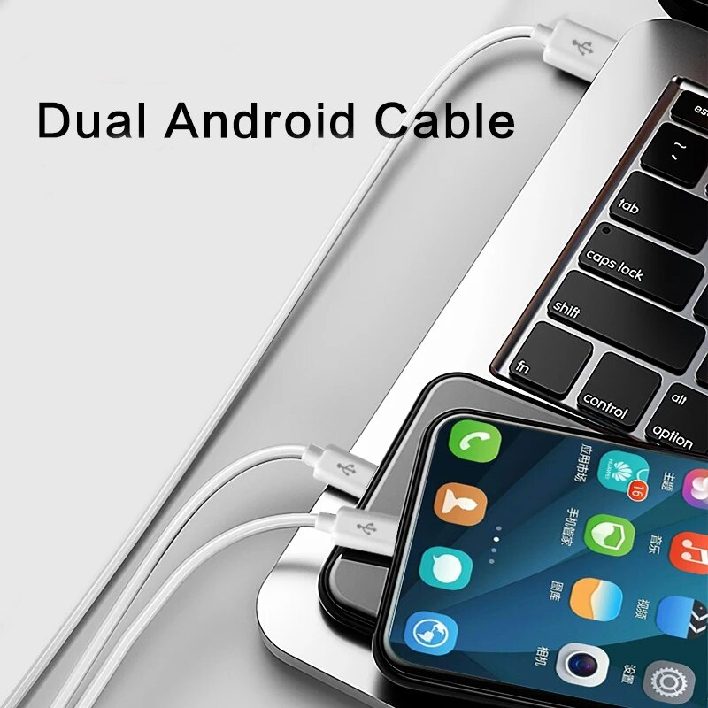 new style 2 Port Micro USB to USB Y Splitter Charging Cable Dual Micro ...
