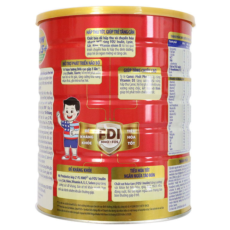 (DATE 2025) Combo 02 lon Sữa Bột Nutifood Grow plus+ đỏ Lon 1.5kg
