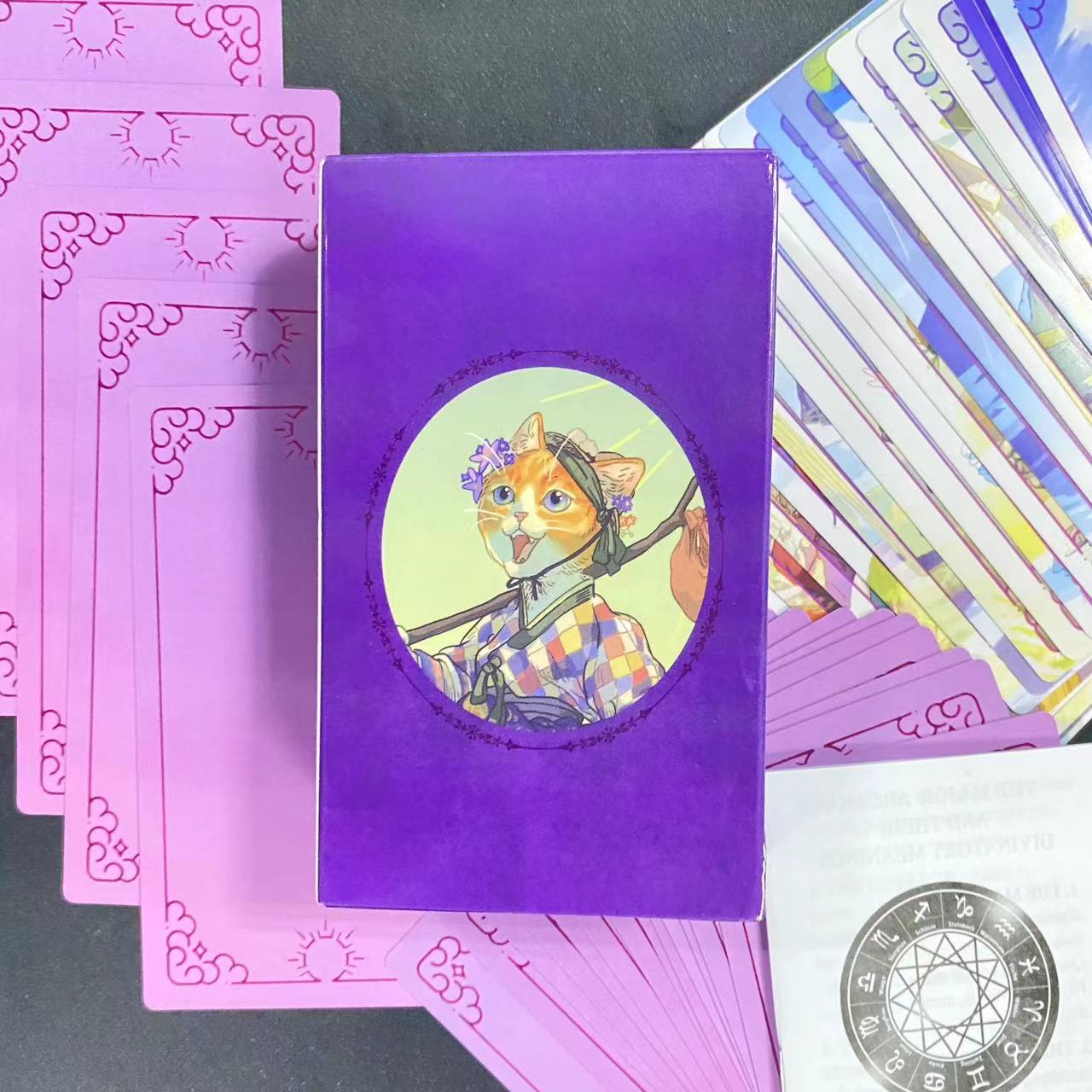 12x7 cm Purple Cat Tarot Deck
