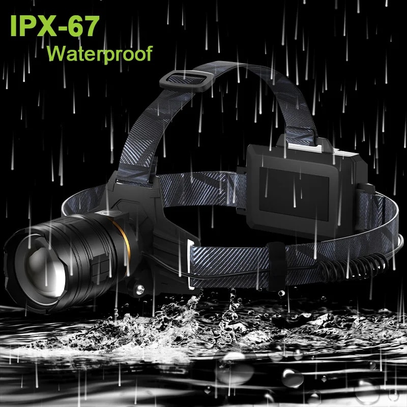 New XHP360 36-Core Powerful Headlamp LED USB Flashlight Headlight Lantern Rechargeable Zoom Torch Light