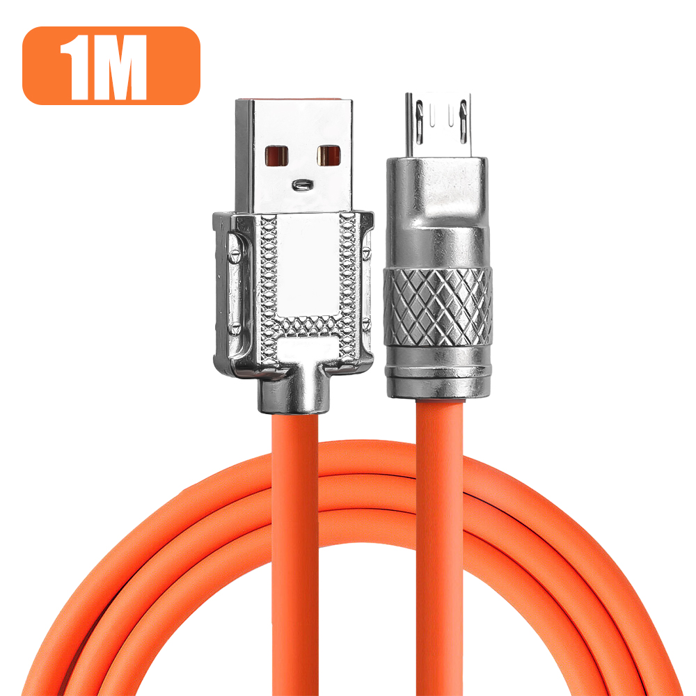 120W 6A Fast Charging Cables Micro USB Zinc Alloy Mobile Phone Cable Android Data Cord for Samsung Xiaomi Redmi