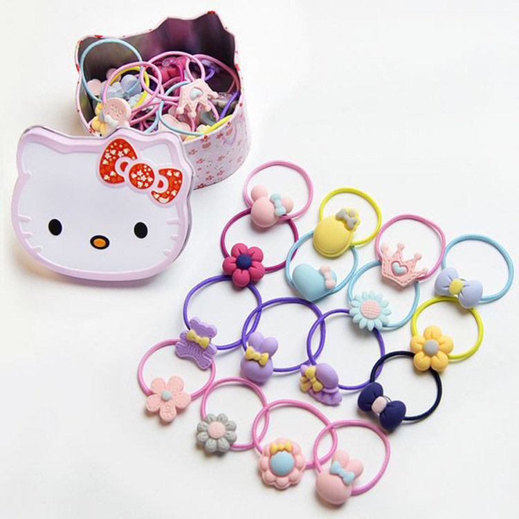 Hộp 40 Thun Cột Tóc Hello Kitty Dễ Thương Cho Bé