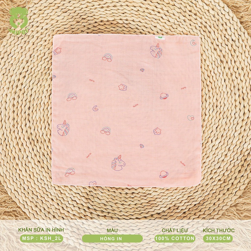 Sét 5 chiếc khăn sữa in hình cotton Mipbi