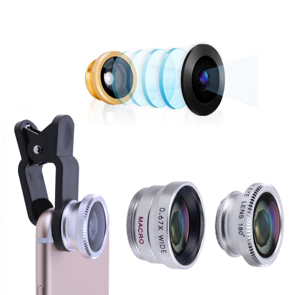 Ống kính mắt cá 3 trong 1 + Góc rộng + Bộ Ống kính máy ảnh Macro cho điện thoại