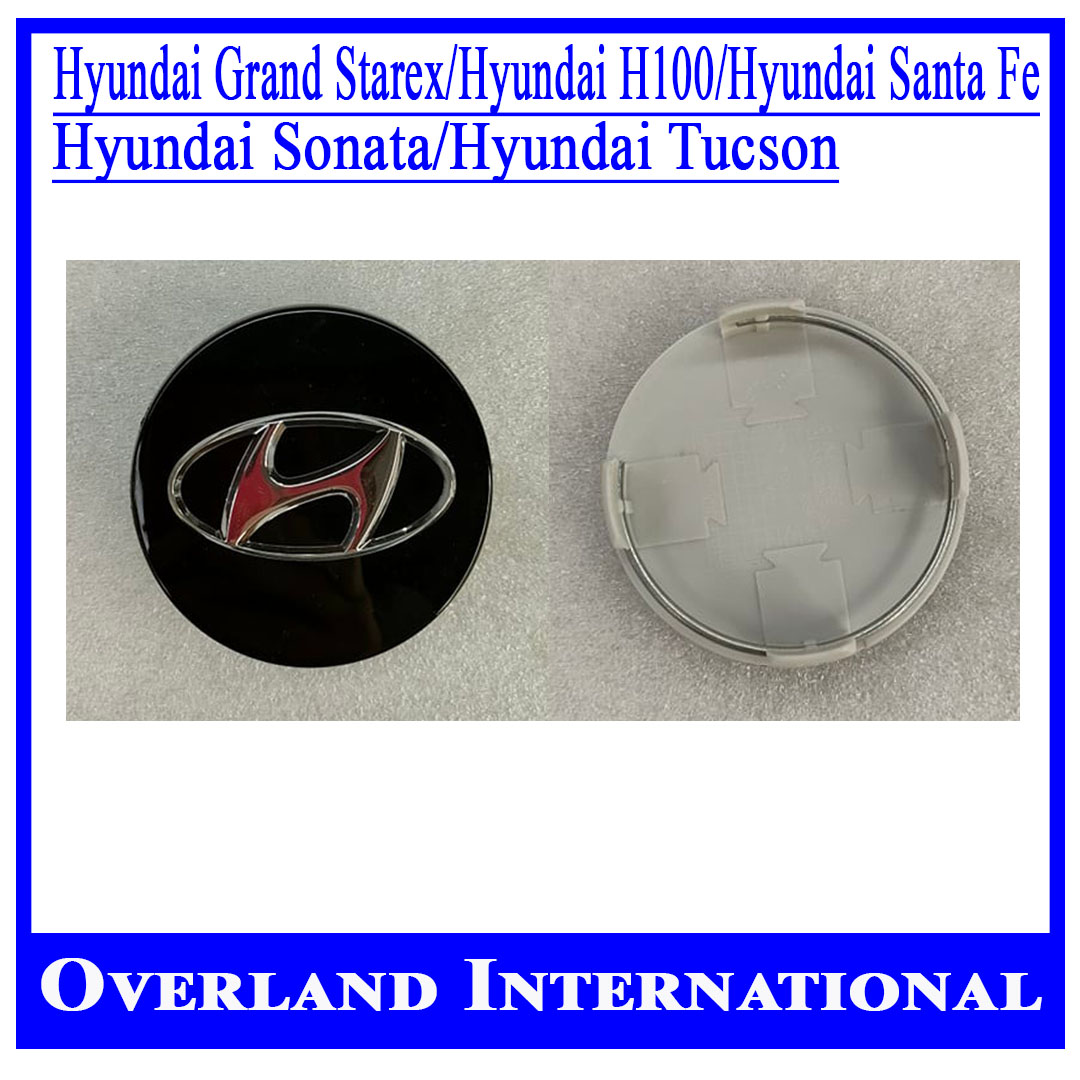 HUB CAP (WHEEL CENTER CAP) (Sold By Piece) 60mm With Acrylic Cover layer  for added protection, Silver 52960-3k250 / Black 52960-3K210 For Hyundai  Sonatas Grand Starex Hyundai Tucson Hyundai Santa Fe |