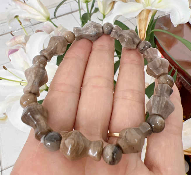 🍁[HCM] Vòng tay gỗ Hóa thạch lục bình (hóa ngọc)-hàng thực tế ( nâu )