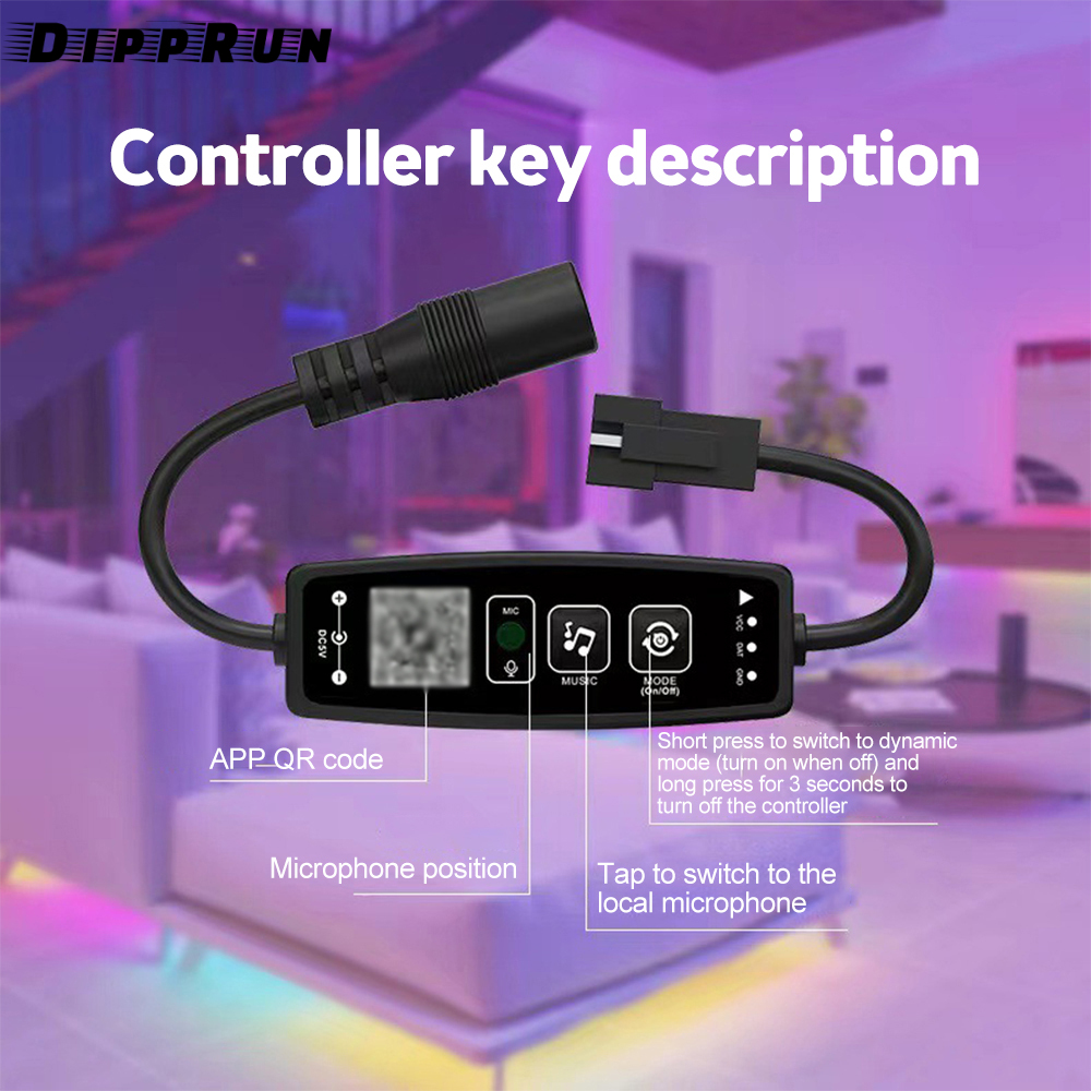 DIPPEUN DC 5~24V LED Controller RF Remote Wireless Controller For 2811 Dream Color Rainbow RGB LED Pixel Strip Panel Light