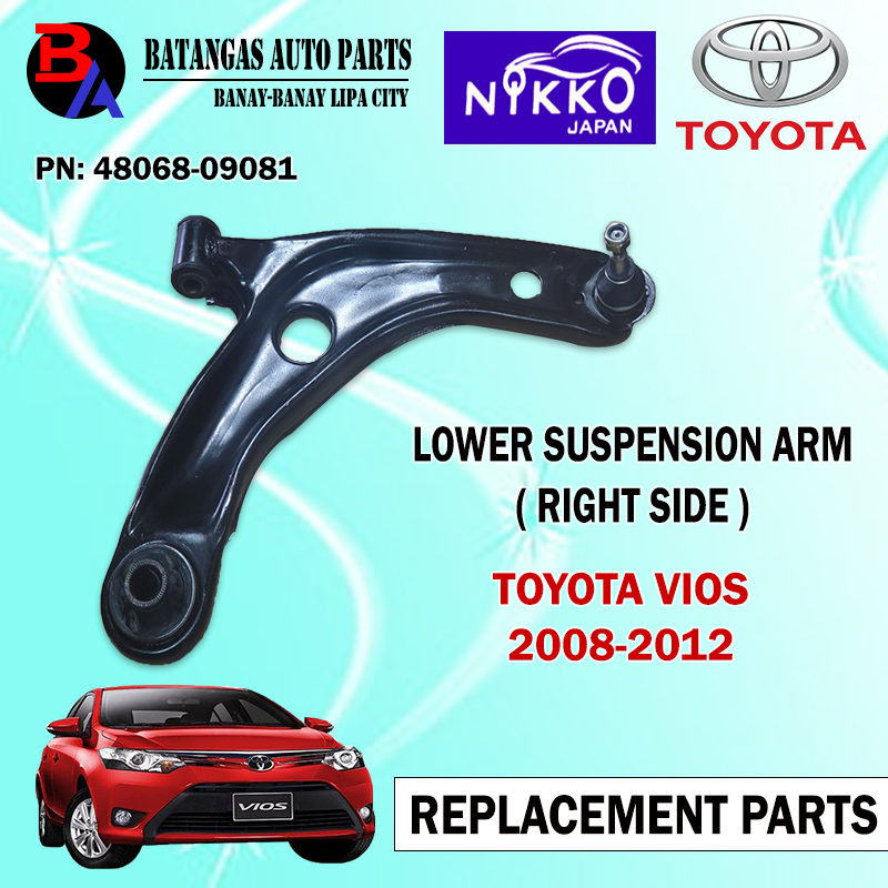 LOWER SUSPENSION ARM (RIGHT) TOYOTA VIOS 20082012 NIKKO JAPAN 48068