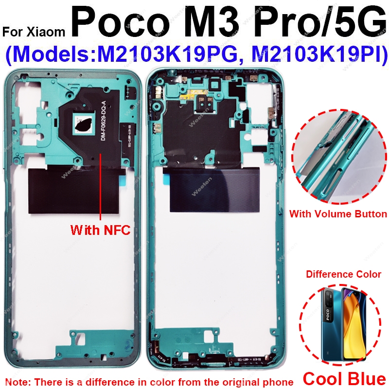 NEW%20%E3%80%90Innovative%20design%E3%80%91Middle%20Frame%20Housing%20For%20Xiaomi%20POCO%20M3%20Pro%20M3Pro%205G%20Middle%20Housing%20Holder%20Cover%20Bezel%20Replacement%20with%20Volume%20Key%20NFC%20-%20Image%208