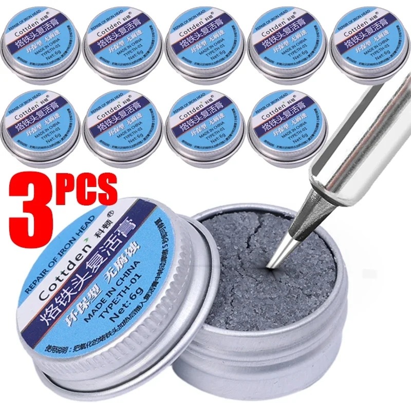 3pcs Soldering Iron Tip Refresher Non-stick Tin Solder Cream Clean Paste for Oxide Head Resurrection Oxidative Activator