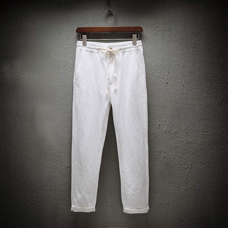 Summer Men's Casual Pants Harlan Pants Male Cotton Linen New Casual Cropped Pants Mens Joggers Pants