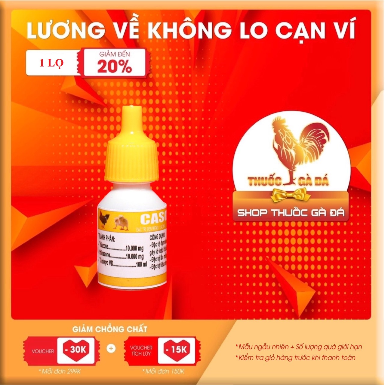 Casola trị đẹn, nấm, nấm phổi cho gà đá