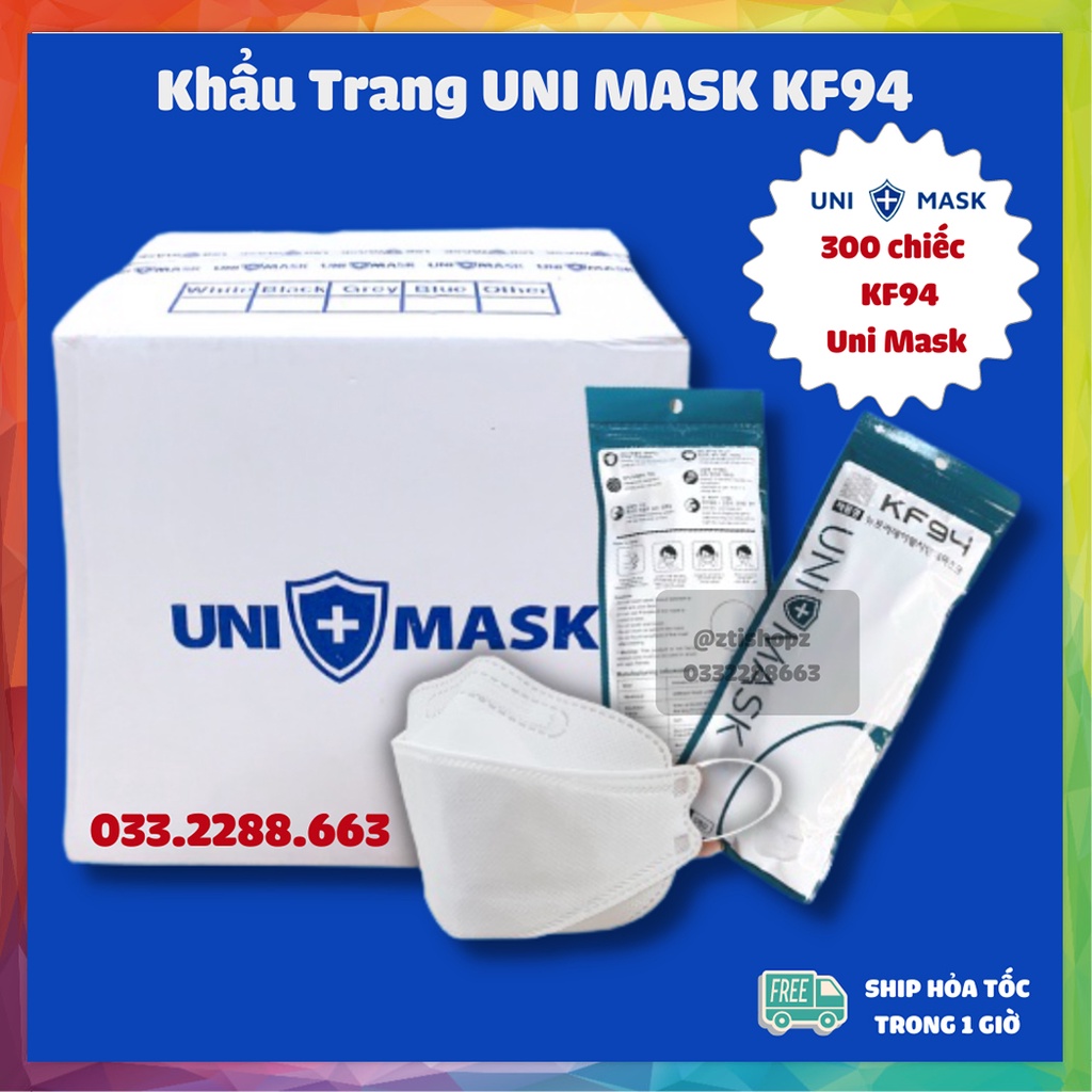 Thùng Khẩu Trang 300 Chiếc UNI Mask, SUN Mask KF94 Kháng Khuẩn Chính Hãng