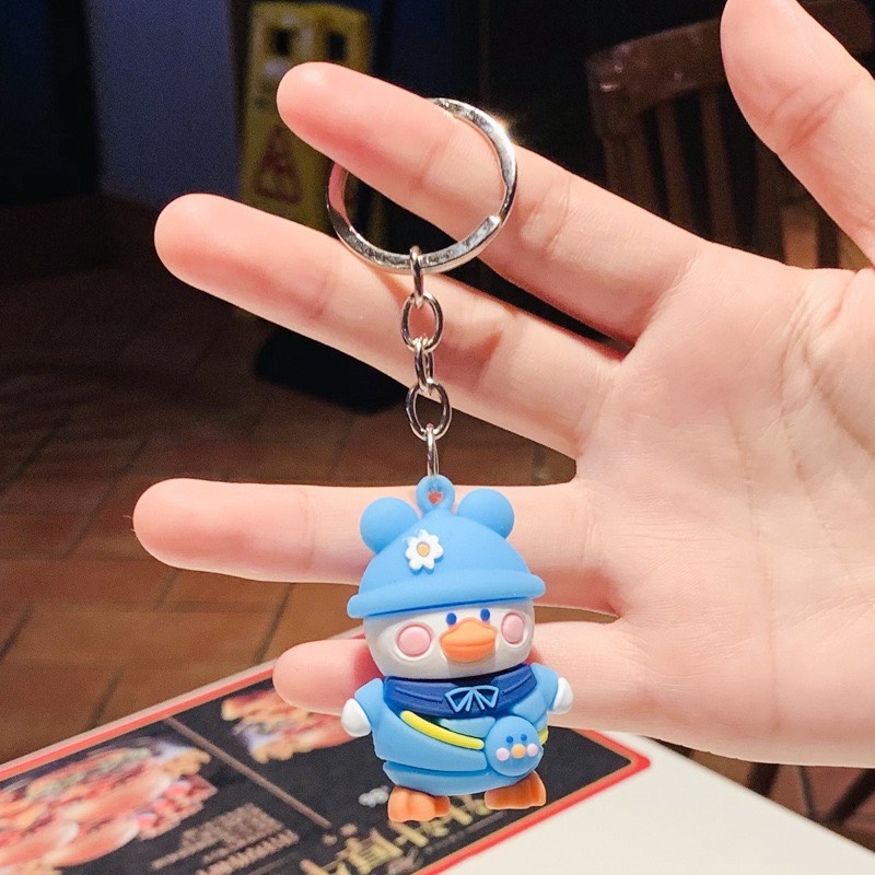 Móc khoá vịt đội nón baby cực ngầu dùng treo balo móc khoá xe
