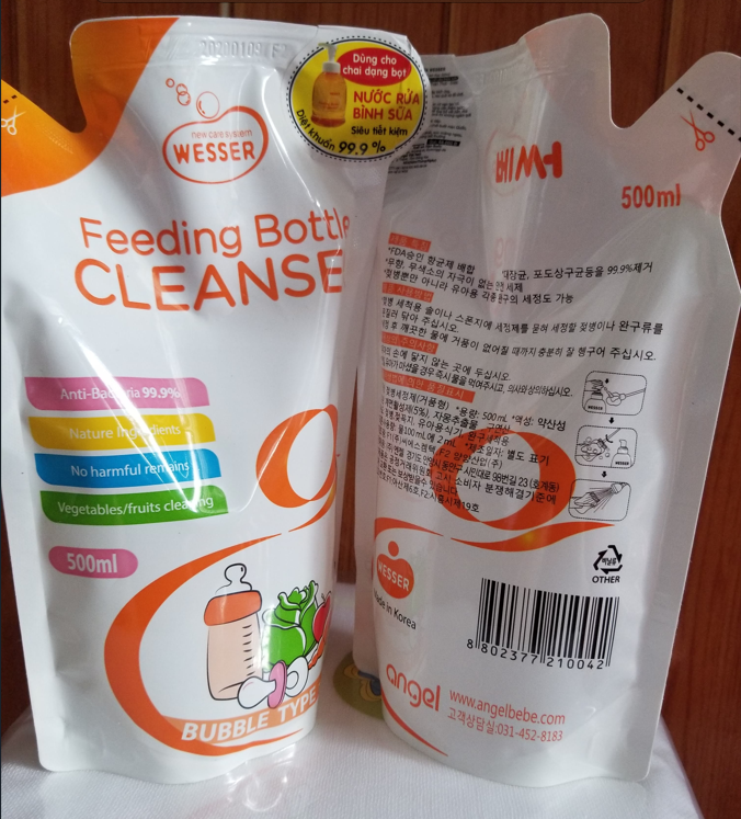 Nước rửa bình sữa Wesser bịch 500ml