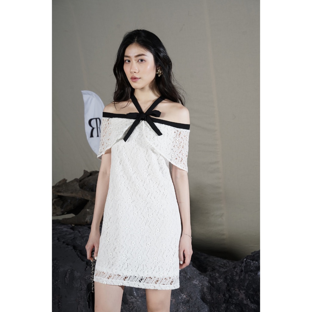 RẬP - Đầm Ren Cổ Dây Trễ Vai Thắt Nơ - PRIME 41