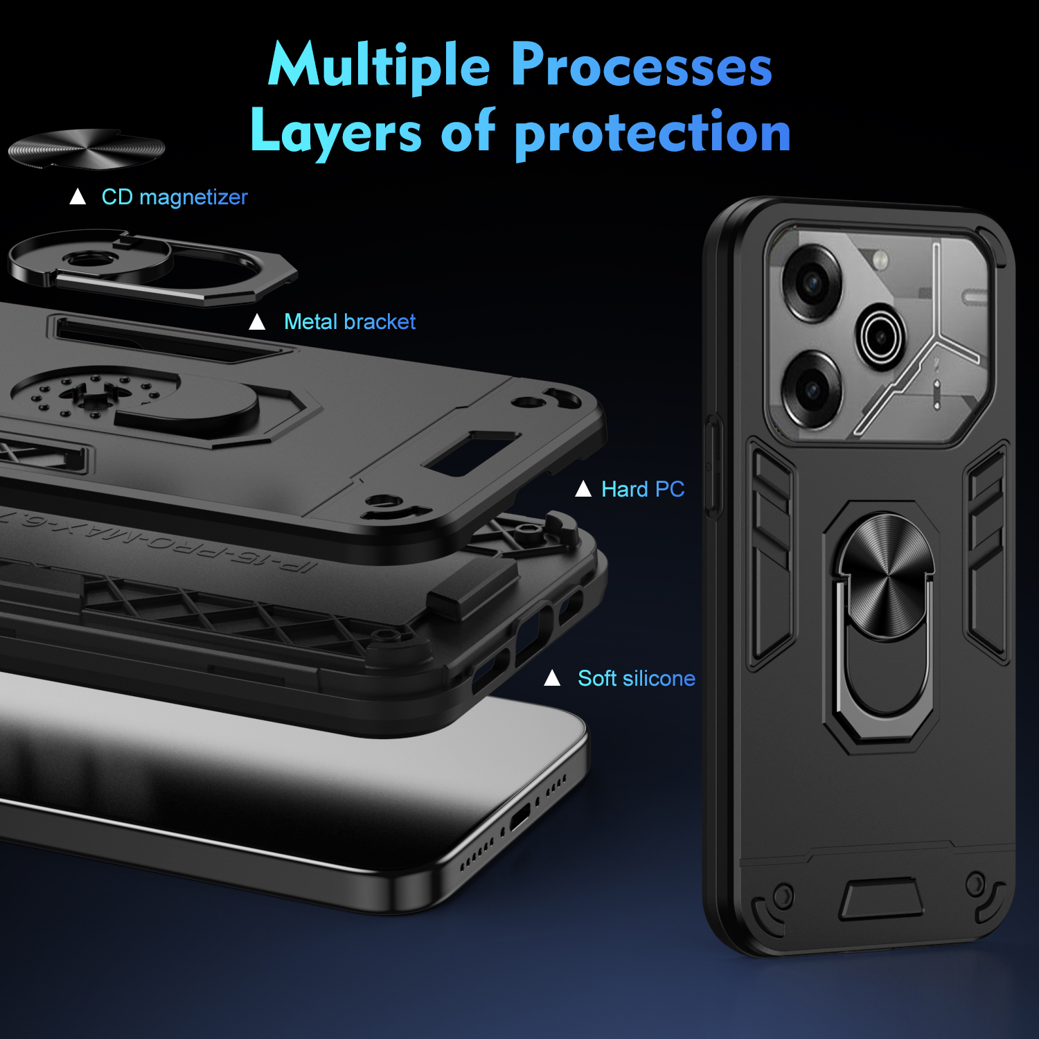 Phone cover For Tecno Pova 6 Pro case Shockproof Armor Stand with Holder Car adsorb Ring case shell For Tecno Pova 6Pro Cases Housing.