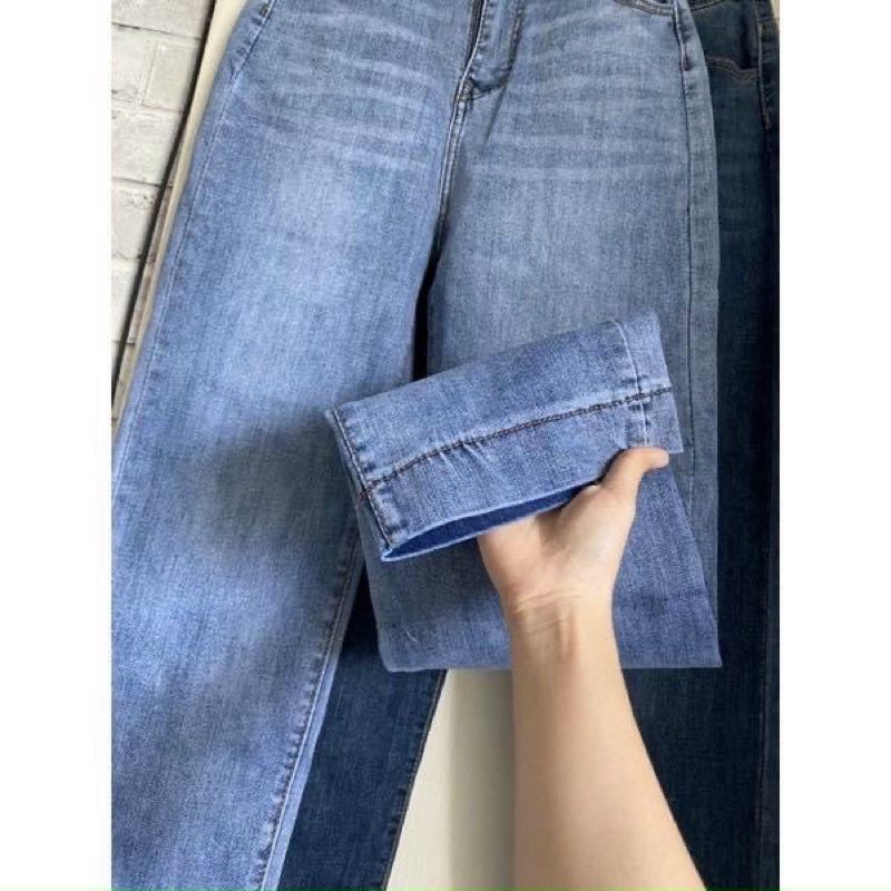 KCS⭐ Baggy Jeans Ống Đứng Co Giãn Trơn🔉