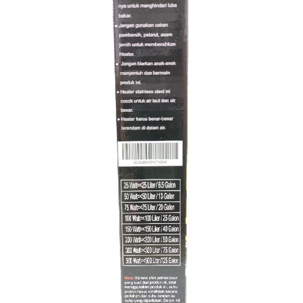 AQURA HEATER STAINLESS 75WATT 100WATT  Heater aquarium kolam