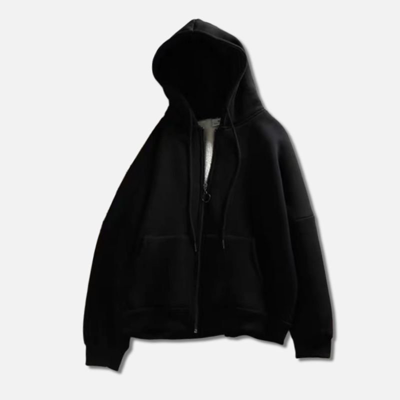 TIDE BEAR Men's Long Sleeve Cardigan Sweatshirt style trendy casual hooded jacket loose zip top fleece thickened hooded jacket