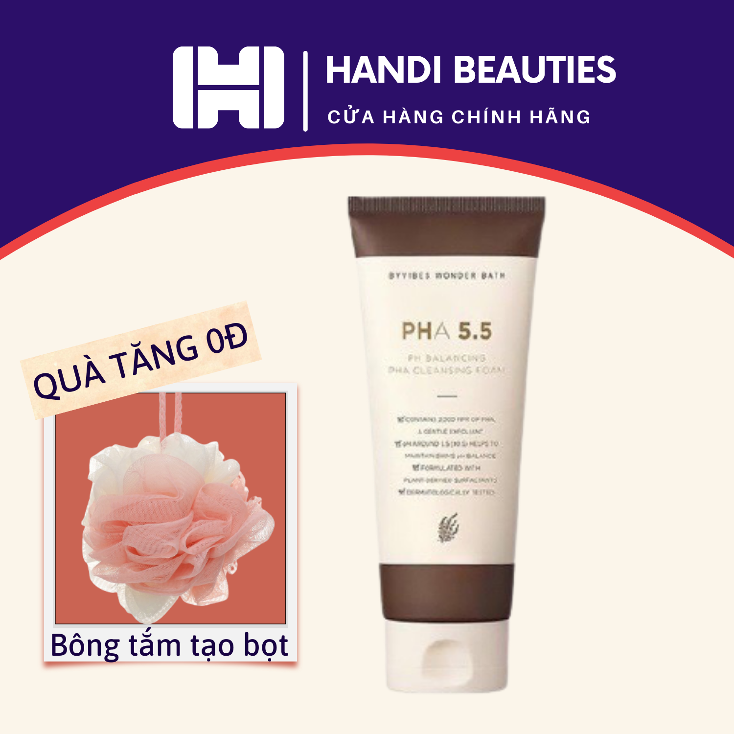 Sữa Rửa Mặt BYVIBES WONDER bath PHA 5.5 130ml (MẪU MỚI, KHÔNG HỘP)