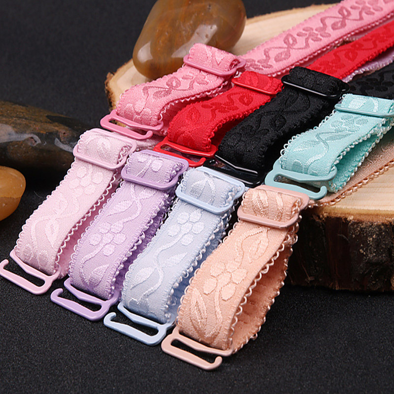 bdti 1Pair Underwear Accessories Embroidered Elastic Adjustable Bra Strap Shoulder Strap Replacement Women's