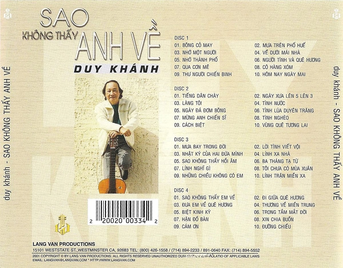 [MDX] ĐĨA CD DUY KHÁNH SAO KHÔNG THẤY ANH VỀ - 4CD