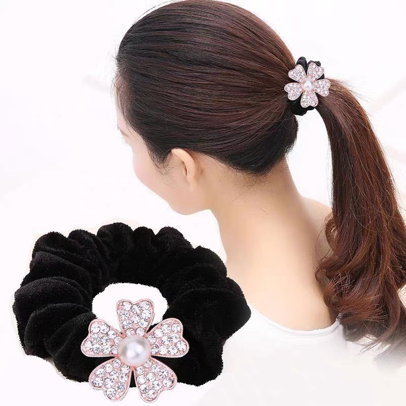 Combo 5 Dây Cột Tóc Nhung Đính Đá Cao Cấp-phukienteen