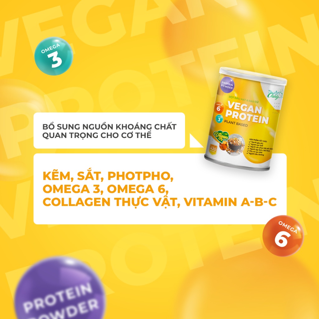 Vegan Protein Lon Thuần Chay Không Đậu Nành (420g)