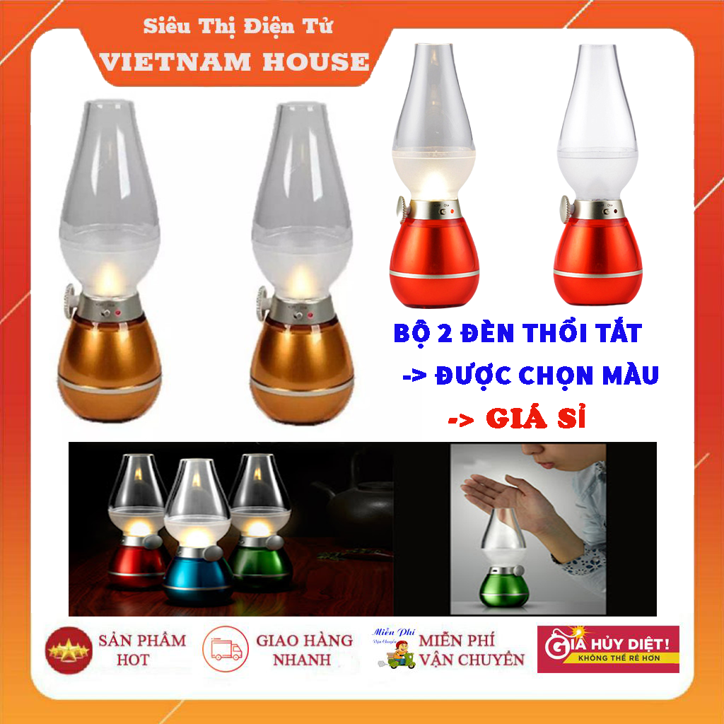 🔴ĐANG SALE >> Bộ 2 Đèn Dầu Cảm Ứng Điện Tử LED Thổi Tắt - Đèn Thờ Cảm Ứng, Đèn Bàn Thờ Sạc Điện, Đèn Thờ Không khói, Đèn Thờ Trưng Tết