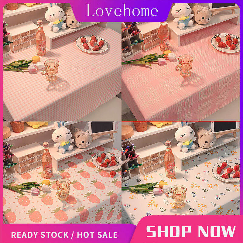 Lovehome Floral Plaid Tablecloth 2 4 6-Seater Rectangular Dining Table Cover Dustproof Desk Table Cloth