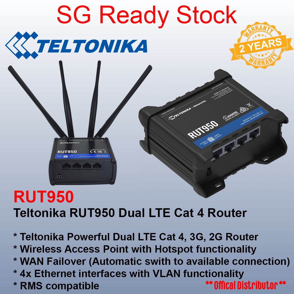 Toegeven Uitdrukking knoop Teltonika RUT950 LTE 4G 3G 2G Industrial Grade Router with WiFi - 2 Year  Local Warranty | Lazada Singapore