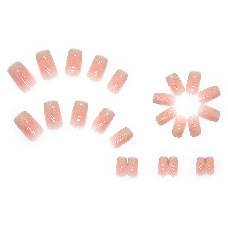 Bộ 24 móng tay giả nailbox màu tự nhiên viền trắng xéo 💖💖 SẴN KEO DÁN 💖💖